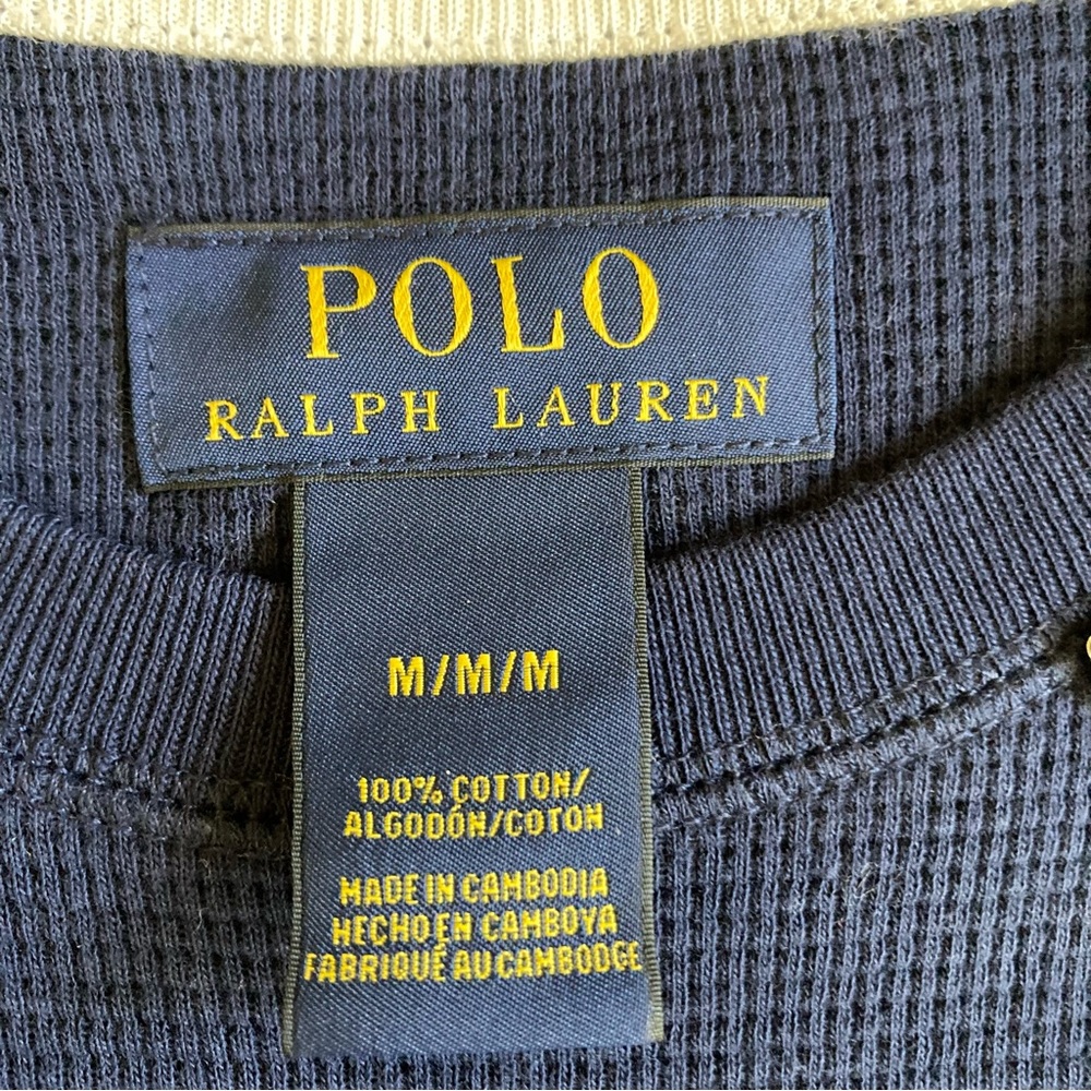 💥SOLD💥 POLO Ralph Lauren Waffle Short Sleeve Navy White Size M - Picture 3 of 5